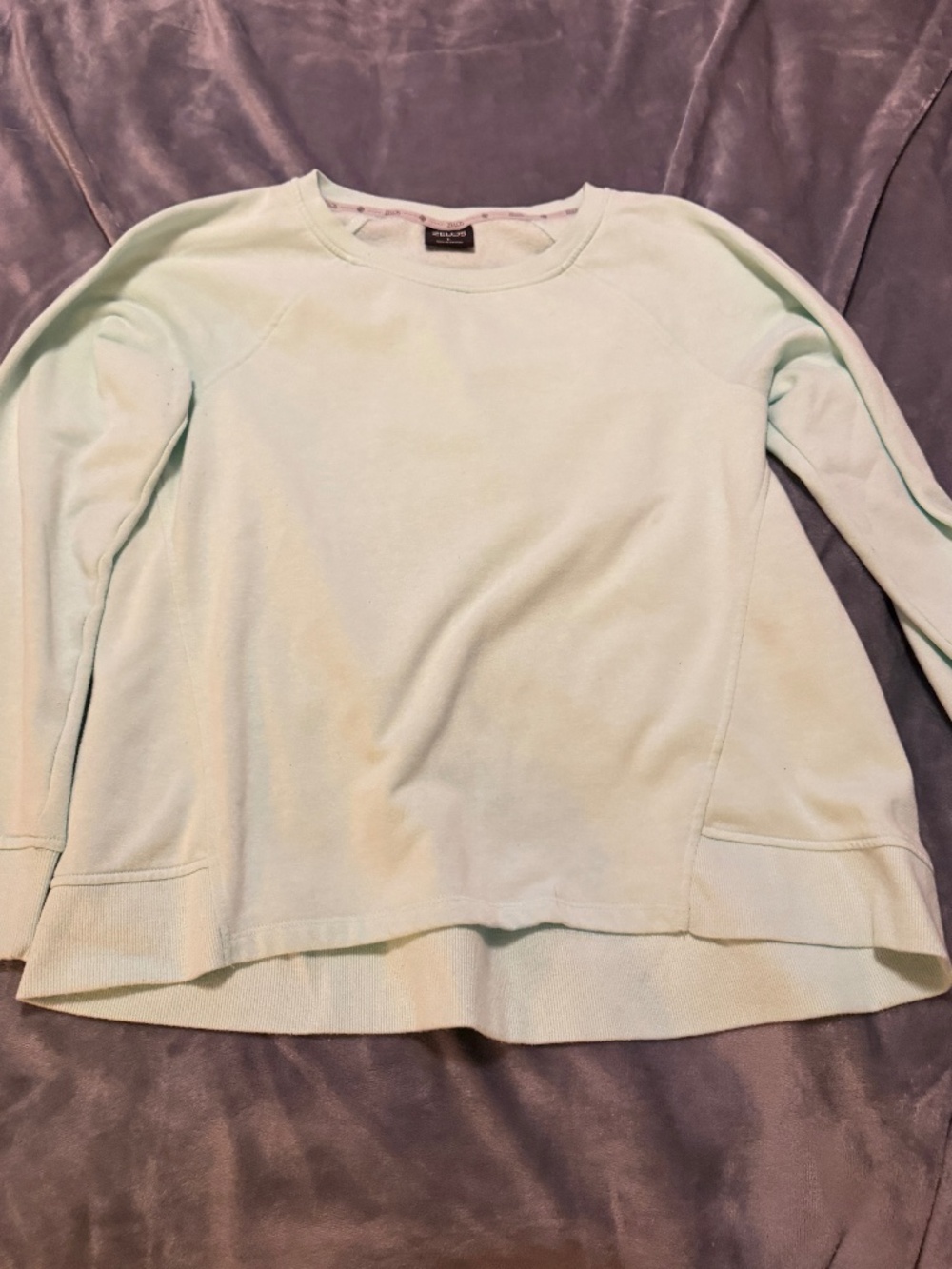 ZELOS Women's Large Mint Green Crewneck Sweatshirt High Low Hem Pullover
